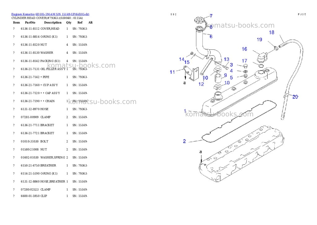 Komatsu 6d105-1m-am s/n 15149-up Parts catalog cover Page 3 Komatsu 6d105-1m-am s/n 15149-up Parts catalog cover Page 3