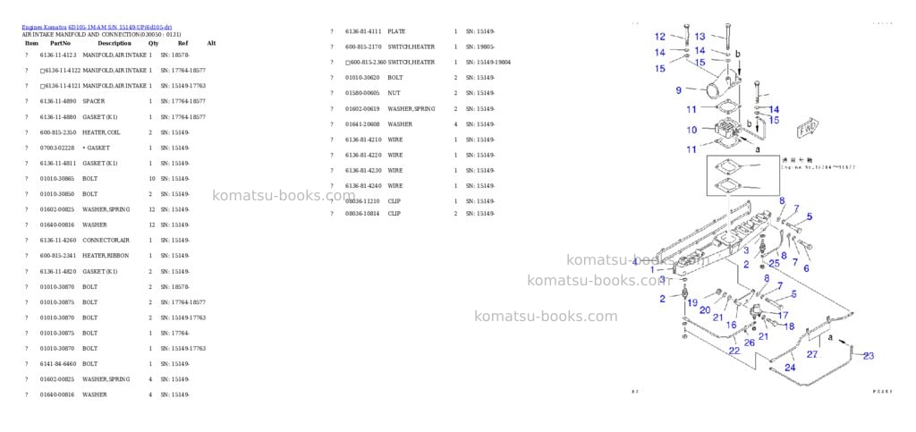 Komatsu 6d105-1m-am s/n 15149-up Parts catalog cover Page 4 Komatsu 6d105-1m-am s/n 15149-up Parts catalog cover Page 4