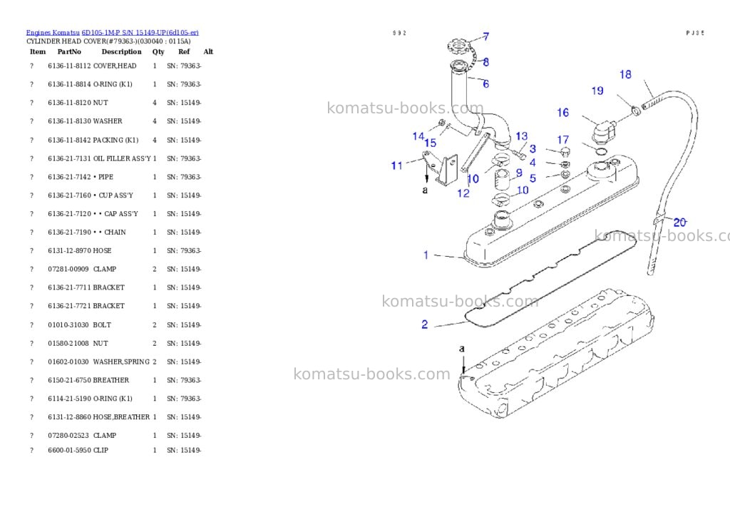 Komatsu 6d105-1m-p s/n 15149-up Parts catalog cover Page 3 Komatsu 6d105-1m-p s/n 15149-up Parts catalog cover Page 3