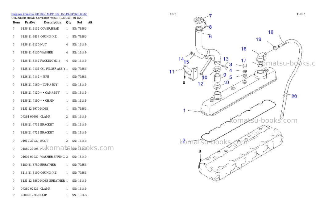 Komatsu 6d105-1m-pf s/n 15149-up Parts catalog cover Page 3 Komatsu 6d105-1m-pf s/n 15149-up Parts catalog cover Page 3