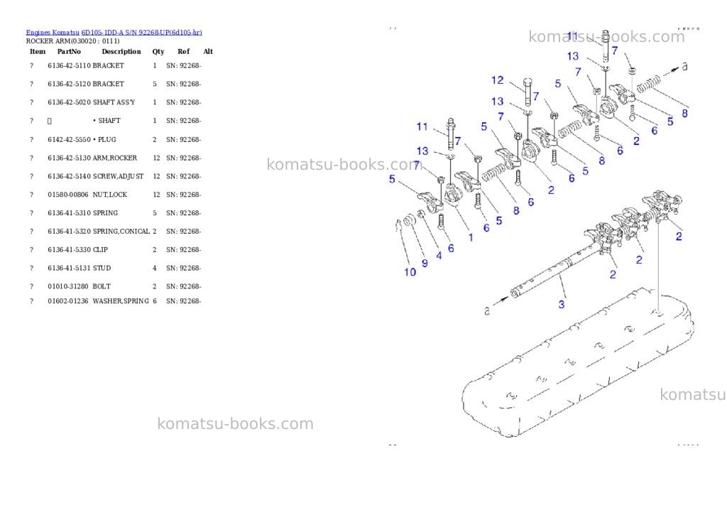 Komatsu 6d105-1dd-a s/n 92268-up Parts catalog cover Komatsu 6d105-1dd-a s/n 92268-up Parts catalog cover