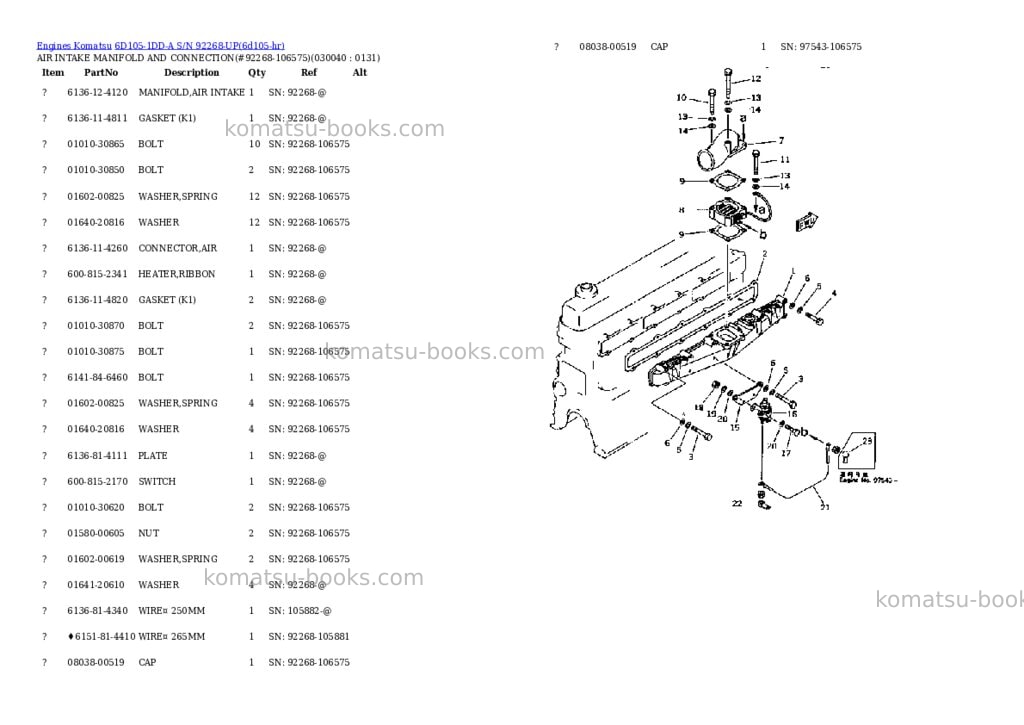 Komatsu 6d105-1dd-a s/n 92268-up Parts catalog cover Page 3 Komatsu 6d105-1dd-a s/n 92268-up Parts catalog cover Page 3