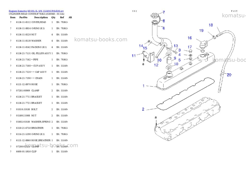 Komatsu 6d105-1l s/n 15149-up Parts catalog cover Page 3 Komatsu 6d105-1l s/n 15149-up Parts catalog cover Page 3