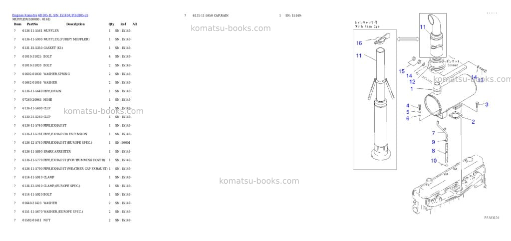 Komatsu 6d105-1l s/n 15149-up Parts catalog cover Page 7 Komatsu 6d105-1l s/n 15149-up Parts catalog cover Page 7