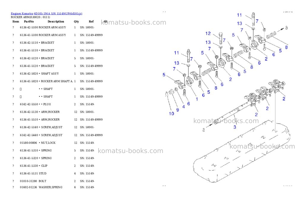 Komatsu 6d105-1m-a s/n 15149-up Parts catalog cover Komatsu 6d105-1m-a s/n 15149-up Parts catalog cover