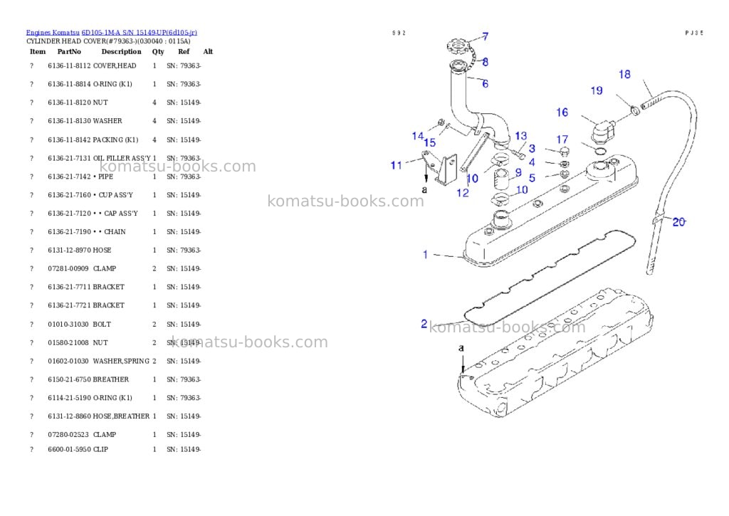 Komatsu 6d105-1m-a s/n 15149-up Parts catalog cover Page 3 Komatsu 6d105-1m-a s/n 15149-up Parts catalog cover Page 3
