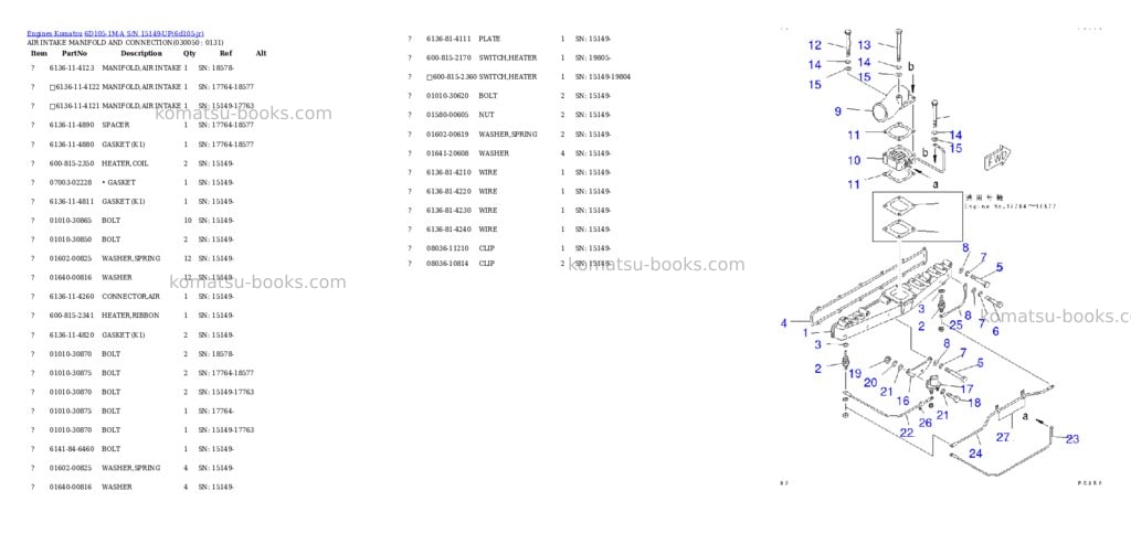Komatsu 6d105-1m-a s/n 15149-up Parts catalog cover Page 4 Komatsu 6d105-1m-a s/n 15149-up Parts catalog cover Page 4