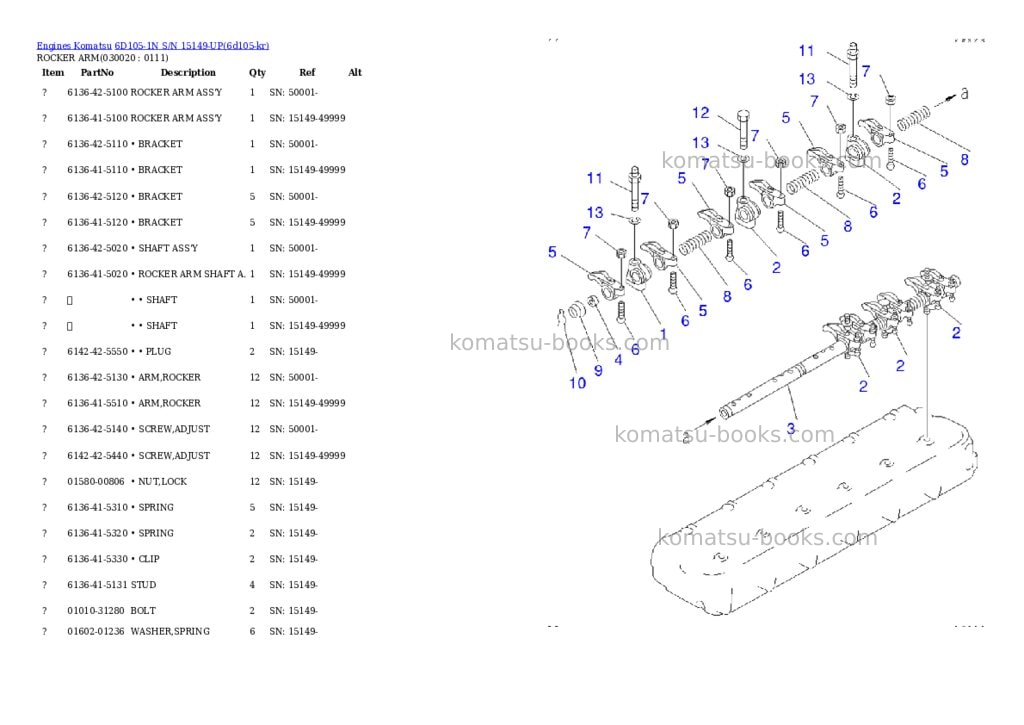 Komatsu 6d105-1n s/n 15149-up Parts catalog cover Komatsu 6d105-1n s/n 15149-up Parts catalog cover