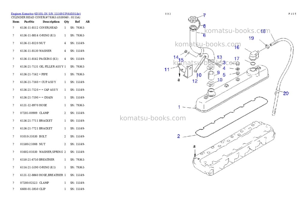 Komatsu 6d105-1n s/n 15149-up Parts catalog cover Page 3 Komatsu 6d105-1n s/n 15149-up Parts catalog cover Page 3