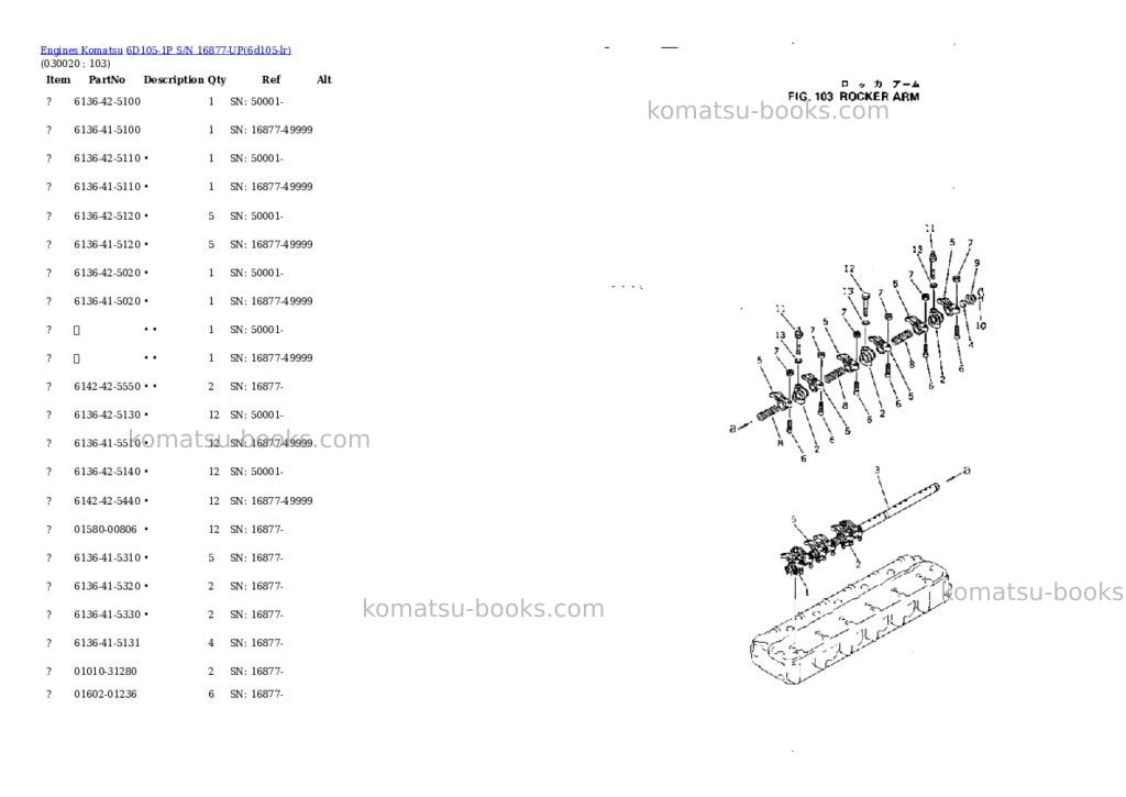 Komatsu 6D105-1P S/N 16877-UP Parts catalog cover Komatsu 6D105-1P S/N 16877-UP Parts catalog cover