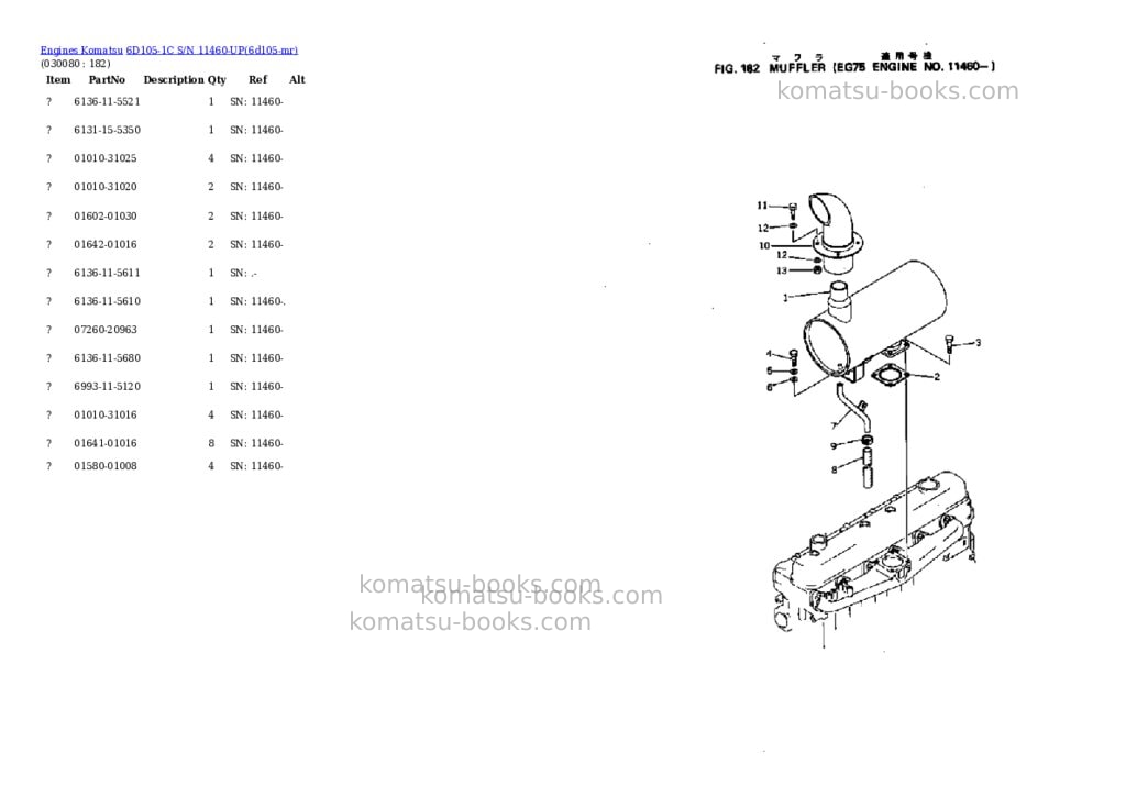 Komatsu 6D105-1C S/N 11460-UP Parts catalog cover Page 7 Komatsu 6D105-1C S/N 11460-UP Parts catalog cover Page 7