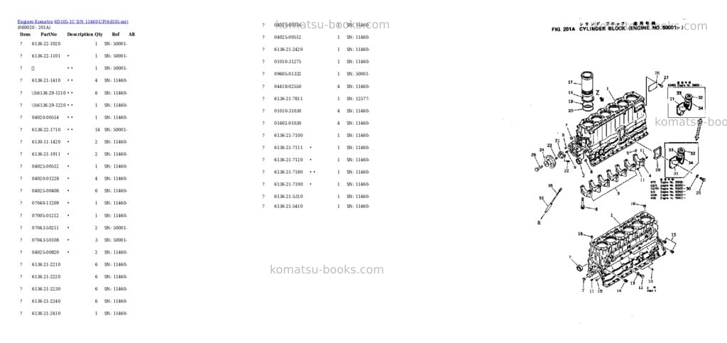 Komatsu 6D105-1C S/N 11460-UP Parts catalog cover Page 9 Komatsu 6D105-1C S/N 11460-UP Parts catalog cover Page 9
