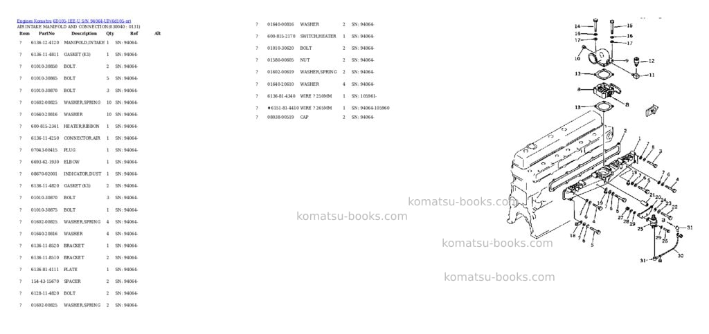 Komatsu 6d105-1ee-u s/n 94064-up Parts catalog cover Page 3 Komatsu 6d105-1ee-u s/n 94064-up Parts catalog cover Page 3