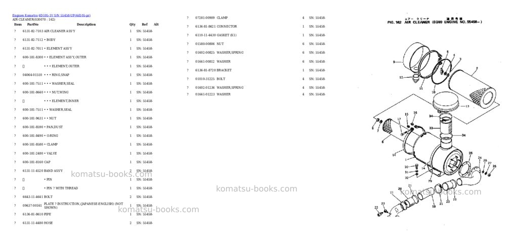 Komatsu 6D105-1V S/N 55458-UP Parts catalog cover Page 6 Komatsu 6D105-1V S/N 55458-UP Parts catalog cover Page 6