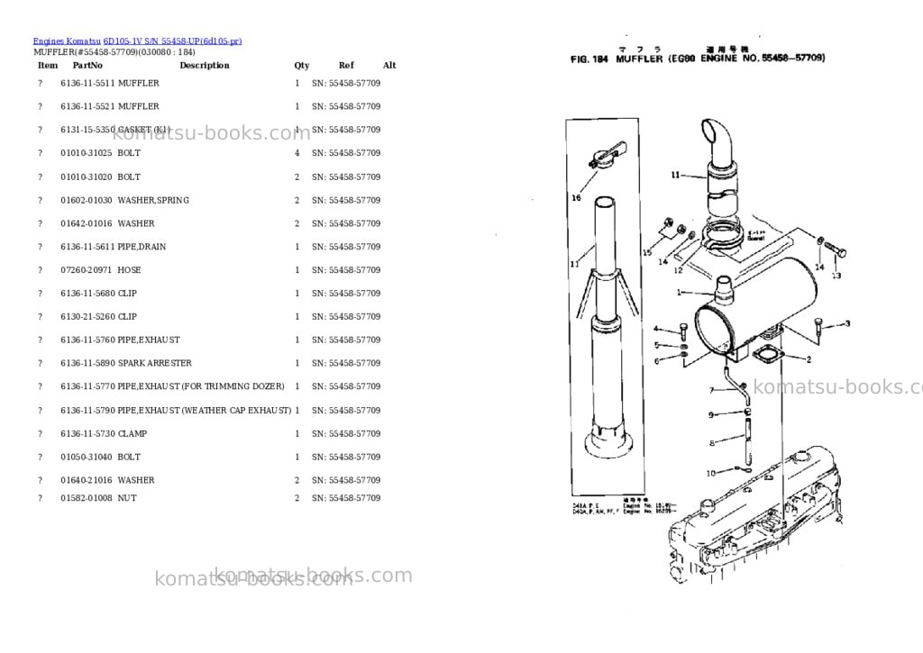 Komatsu 6D105-1V S/N 55458-UP Parts catalog cover Page 7 Komatsu 6D105-1V S/N 55458-UP Parts catalog cover Page 7