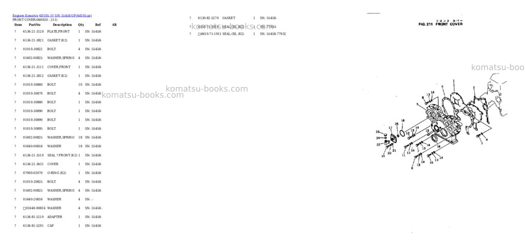 Komatsu 6D105-1V S/N 55458-UP Parts catalog cover Page 9 Komatsu 6D105-1V S/N 55458-UP Parts catalog cover Page 9