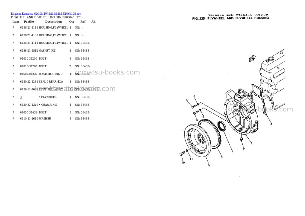 Komatsu 6d105-1w s/n 55458-up Parts catalog cover Page 10 Komatsu 6d105-1w s/n 55458-up Parts catalog cover Page 10