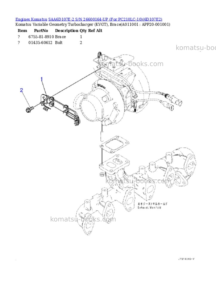 Komatsu saa6d107e-2 s/n 26600164-up for pc210lc-10 Parts catalog cover Page 10