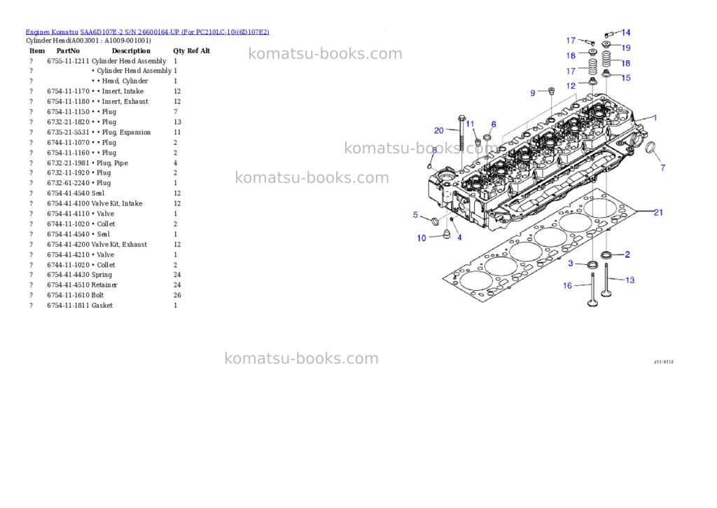 Komatsu saa6d107e-2 s/n 26600164-up for pc210lc-10 Parts catalog cover Page 2
