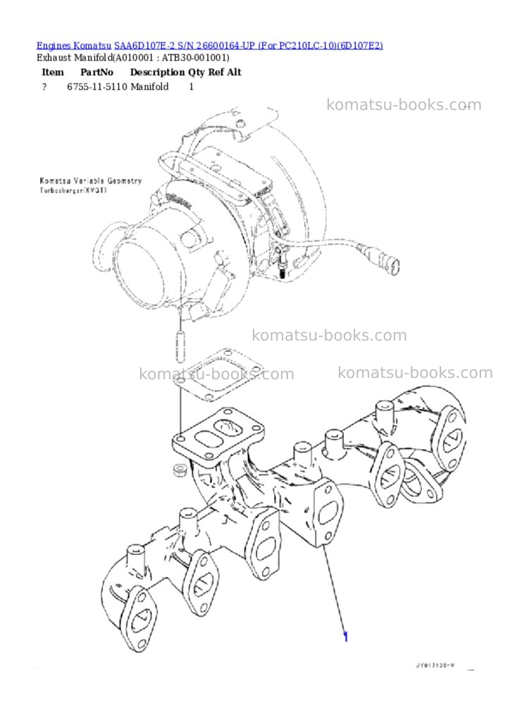 Komatsu saa6d107e-2 s/n 26600164-up for pc210lc-10 Parts catalog cover Page 9