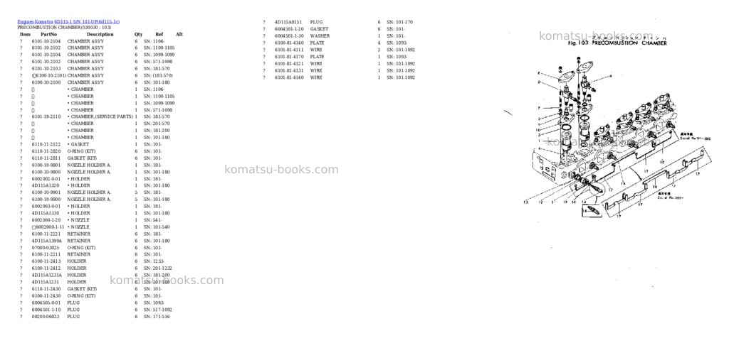 Komatsu 6D115-1 S/N 101-UP Parts catalog cover Page 2 Komatsu 6D115-1 S/N 101-UP Parts catalog cover Page 2