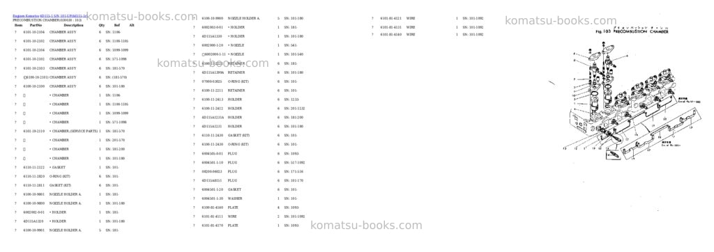 Komatsu 6d115-1 s/n 101-up Parts catalog cover Page 2 Komatsu 6d115-1 s/n 101-up Parts catalog cover Page 2