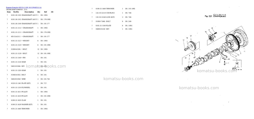 Komatsu 6d115-1 s/n 101-up Parts catalog cover Page 9 Komatsu 6d115-1 s/n 101-up Parts catalog cover Page 9