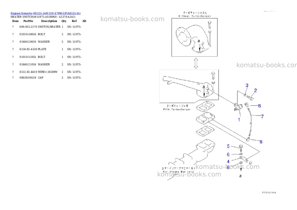 Komatsu 6D125-1AM S/N 47990-UP Parts catalog cover Page 5