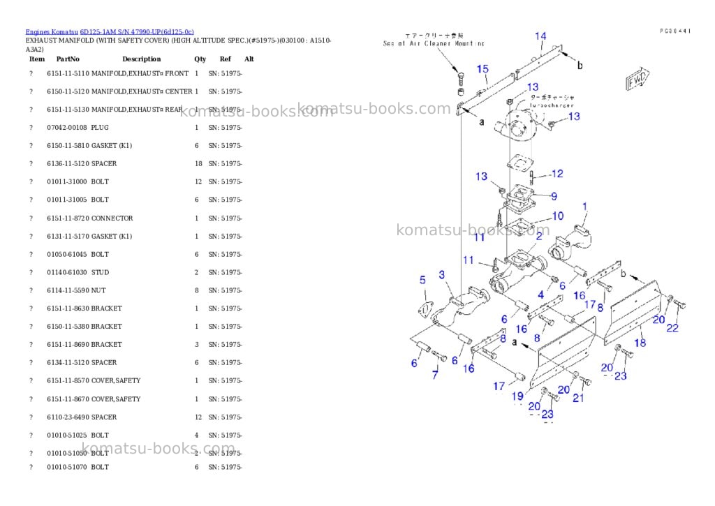 Komatsu 6D125-1AM S/N 47990-UP Parts catalog cover Page 9