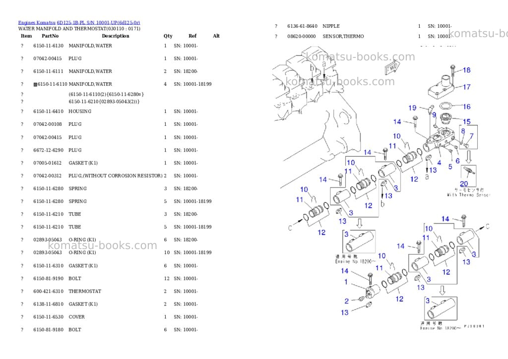 Komatsu 6d125-1b-pl s/n 10001-up Parts catalog cover Page 10 Komatsu 6d125-1b-pl s/n 10001-up Parts catalog cover Page 10