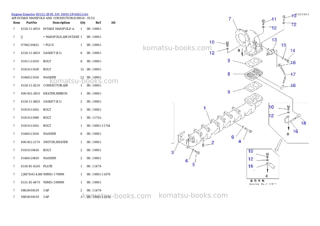 Komatsu 6d125-1b-pl s/n 10001-up Parts catalog cover Page 4 Komatsu 6d125-1b-pl s/n 10001-up Parts catalog cover Page 4