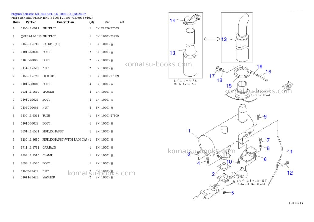 Komatsu 6d125-1b-pl s/n 10001-up Parts catalog cover Page 8 Komatsu 6d125-1b-pl s/n 10001-up Parts catalog cover Page 8