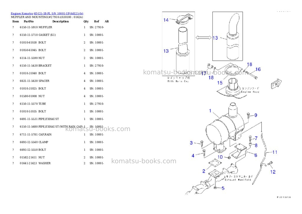 Komatsu 6d125-1b-pl s/n 10001-up Parts catalog cover Page 9 Komatsu 6d125-1b-pl s/n 10001-up Parts catalog cover Page 9