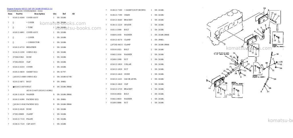 Komatsu 6D125-1AF S/N 24586-UP Parts catalog cover Page 10 Komatsu 6D125-1AF S/N 24586-UP Parts catalog cover Page 10