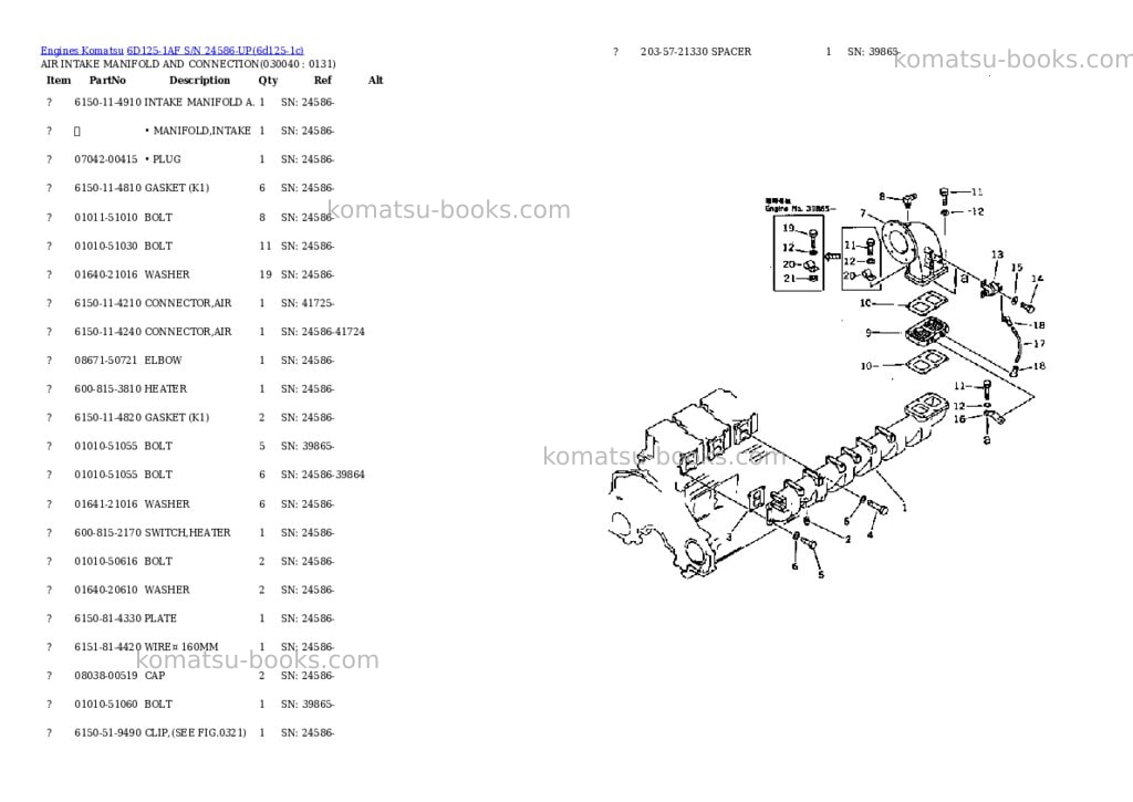 Komatsu 6D125-1AF S/N 24586-UP Parts catalog cover Page 3 Komatsu 6D125-1AF S/N 24586-UP Parts catalog cover Page 3