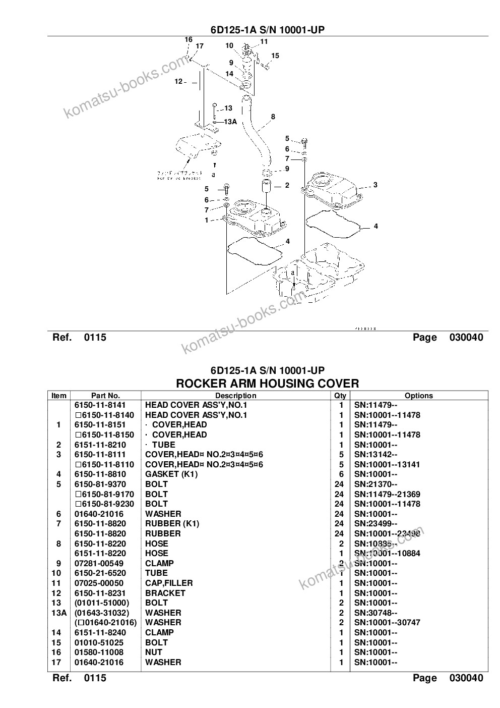 Komatsu 6d125-1a s/n 10001-up Parts catalog cover Page 8 Komatsu 6d125-1a s/n 10001-up Parts catalog cover Page 8