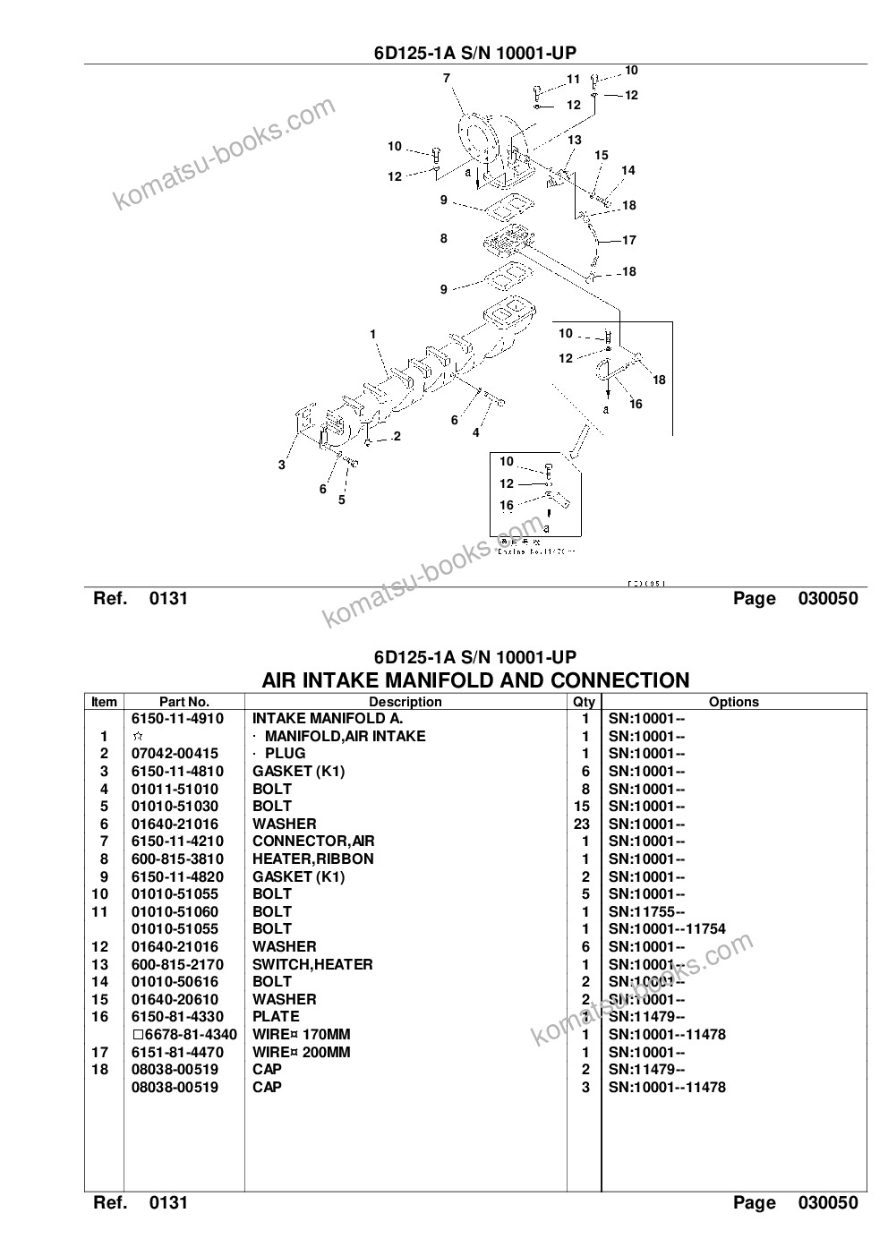 Komatsu 6d125-1a s/n 10001-up Parts catalog cover Page 9 Komatsu 6d125-1a s/n 10001-up Parts catalog cover Page 9