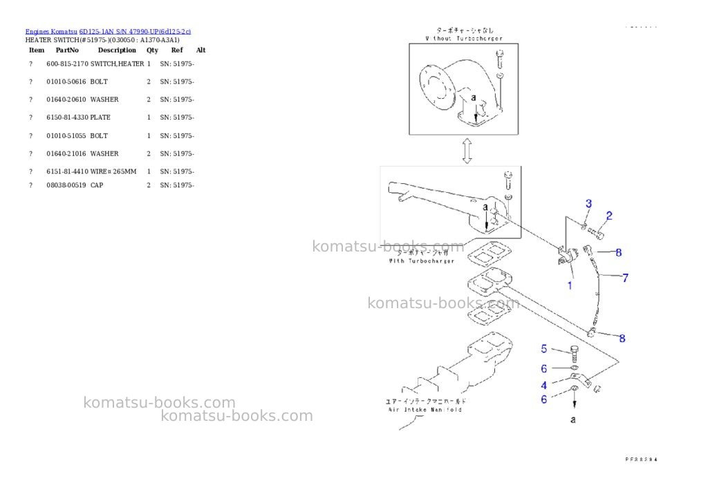 Komatsu 6D125-1AN S/N 47990-UP Parts catalog cover Page 4 Komatsu 6D125-1AN S/N 47990-UP Parts catalog cover Page 4