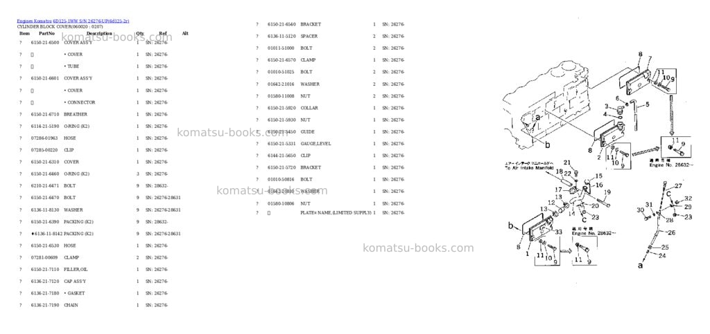 Komatsu 6d125-1ww s/n 26276-up Parts catalog cover Page 10 Komatsu 6d125-1ww s/n 26276-up Parts catalog cover Page 10