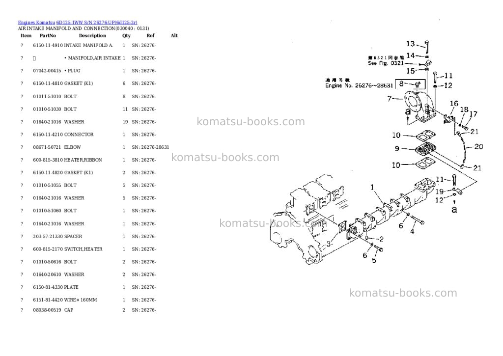Komatsu 6d125-1ww s/n 26276-up Parts catalog cover Page 3 Komatsu 6d125-1ww s/n 26276-up Parts catalog cover Page 3