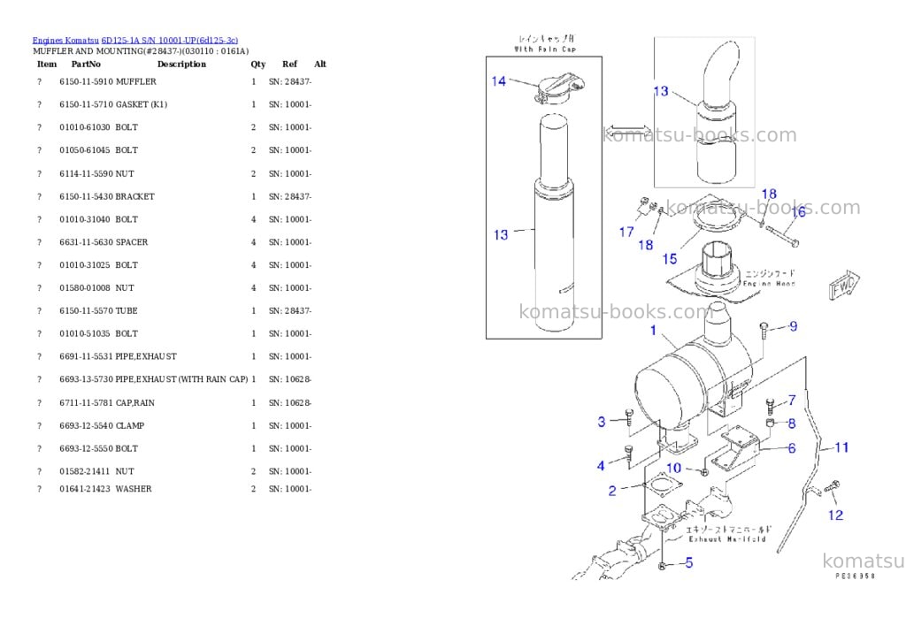 Komatsu 6D125-1A S/N 10001-UP Parts catalog cover Page 10 Komatsu 6D125-1A S/N 10001-UP Parts catalog cover Page 10