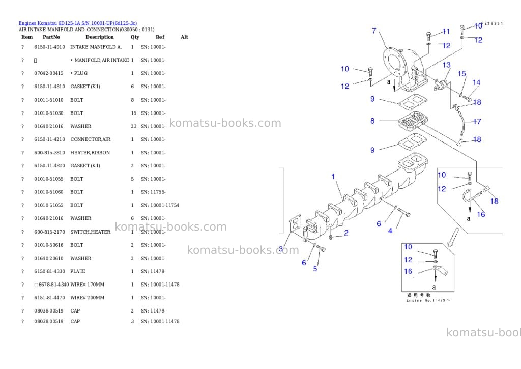 Komatsu 6D125-1A S/N 10001-UP Parts catalog cover Page 4 Komatsu 6D125-1A S/N 10001-UP Parts catalog cover Page 4