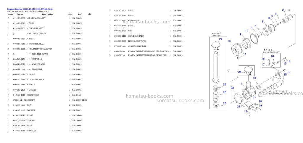 Komatsu 6D125-1A S/N 10001-UP Parts catalog cover Page 5 Komatsu 6D125-1A S/N 10001-UP Parts catalog cover Page 5