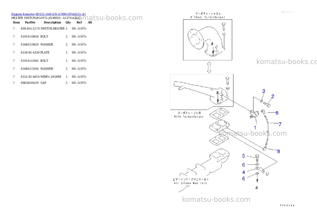 Komatsu 6D125-1AM S/N 47990-UP Parts catalog cover Page 4 Komatsu 6D125-1AM S/N 47990-UP Parts catalog cover Page 4