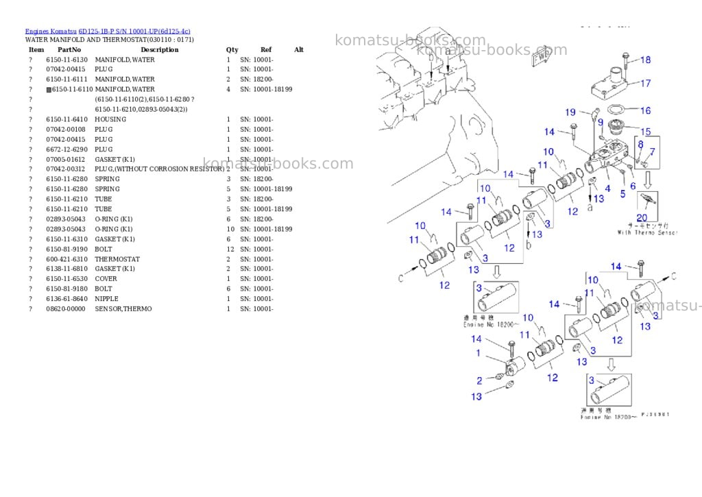 Komatsu 6D125-1B-P S/N 10001-UP Parts catalog cover Page 10 Komatsu 6D125-1B-P S/N 10001-UP Parts catalog cover Page 10