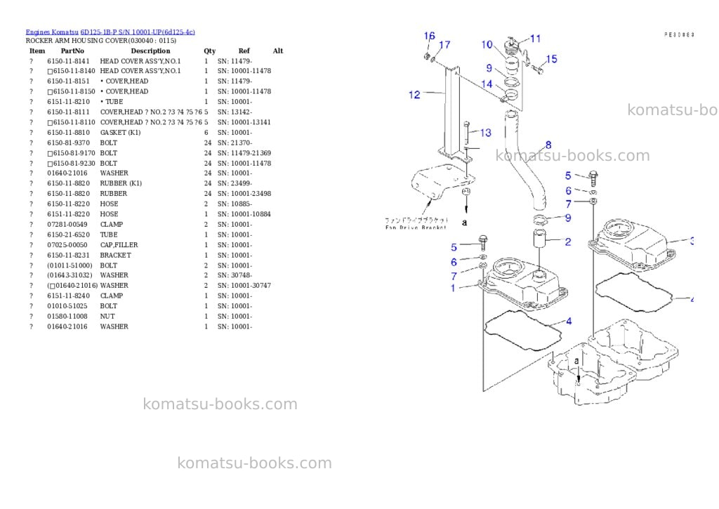 Komatsu 6D125-1B-P S/N 10001-UP Parts catalog cover Page 3 Komatsu 6D125-1B-P S/N 10001-UP Parts catalog cover Page 3