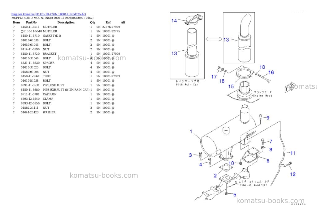 Komatsu 6D125-1B-P S/N 10001-UP Parts catalog cover Page 8 Komatsu 6D125-1B-P S/N 10001-UP Parts catalog cover Page 8