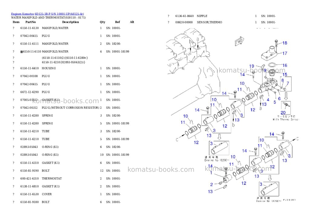 Komatsu 6D125-1B-P S/N 10001-UP Parts catalog cover Page 10 Komatsu 6D125-1B-P S/N 10001-UP Parts catalog cover Page 10