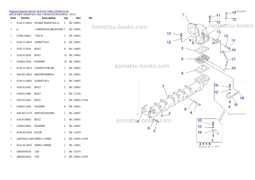 Komatsu 6D125-1B-P S/N 10001-UP Parts catalog cover Page 4 Komatsu 6D125-1B-P S/N 10001-UP Parts catalog cover Page 4