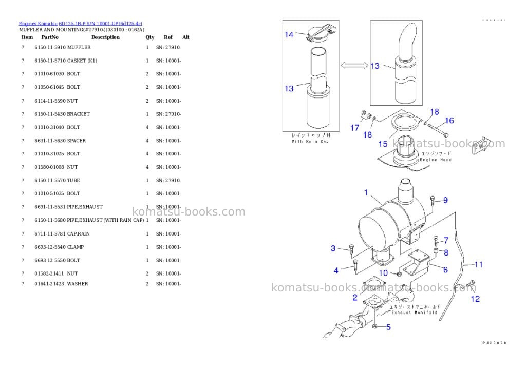 Komatsu 6D125-1B-P S/N 10001-UP Parts catalog cover Page 9 Komatsu 6D125-1B-P S/N 10001-UP Parts catalog cover Page 9